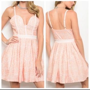 Blush/Ivory Skater Dress Tulle Petticoat Bra cups